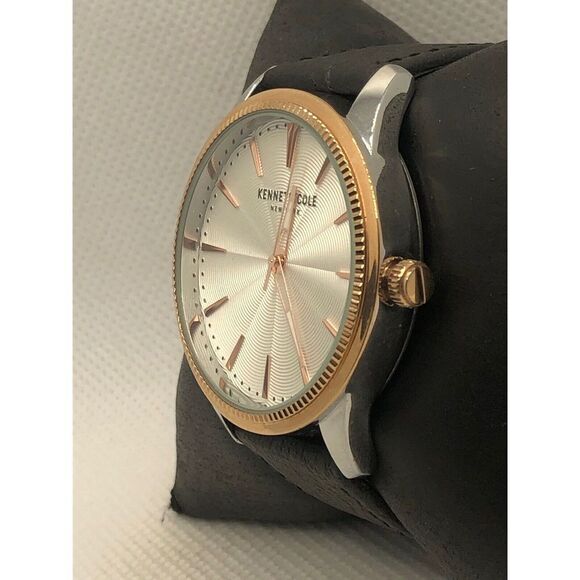 Kenneth Cole KC50877002 Women Black Leather Analog Dial Quartz Wrist Watch KS298 - Picture 2 of 9